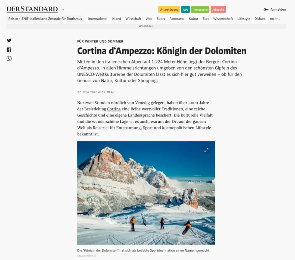 Cortina d’Ampezzo: la Regina delle Dolomiti - Der Standard - Vienna